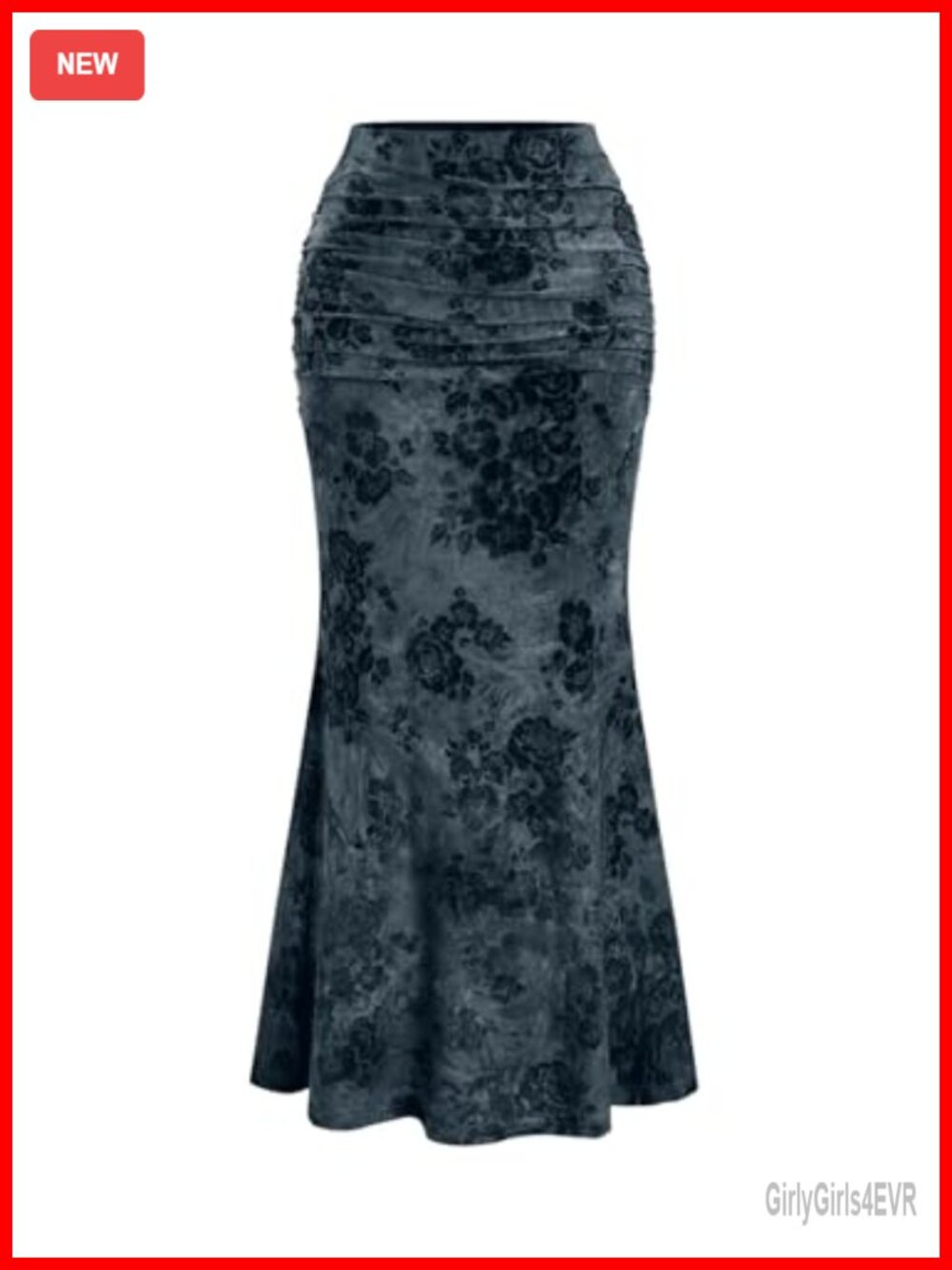 Women's Floral Fishtail Bodycon Maxi Skirt High Waist Ruched Fall Party